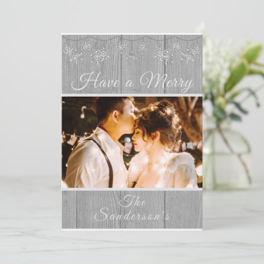 Rustic Grey Ayez une joyeuse carte de Noël (Debout devant)