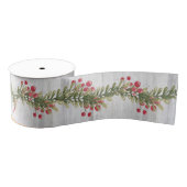 Rustic Grey Barnboard Holly and Red Berries 3 inch Grosgrain Lint (Spoel)