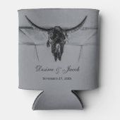 Rustic Grey Black Westerne Koe Skull Wedding Blikjeskoeler (Voorkant)