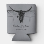 Rustic Grey Black Westerne Koe Skull Wedding Blikjeskoeler (Achterkant)