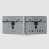 Rustic Grey Black Westerne Koe Skull Wedding Gastenboek (Volledig)