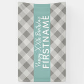 Rustic Grey & Blue Buffalo Pond Birthday Party Spandoek (Verticaal)