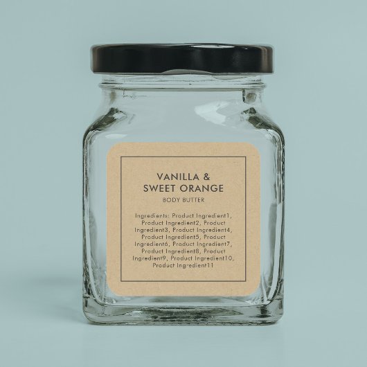 Rustic Grey Border List of Ingredients Kraft Label