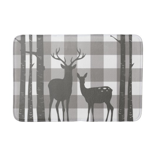 Rustic Grey Buffalo Pset Checkers Deer & Birch Badmat (Voorkant)