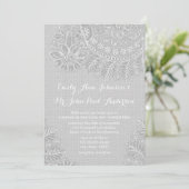 Rustic Grey Burlap Dentelle de mariage Invitations (Debout devant)