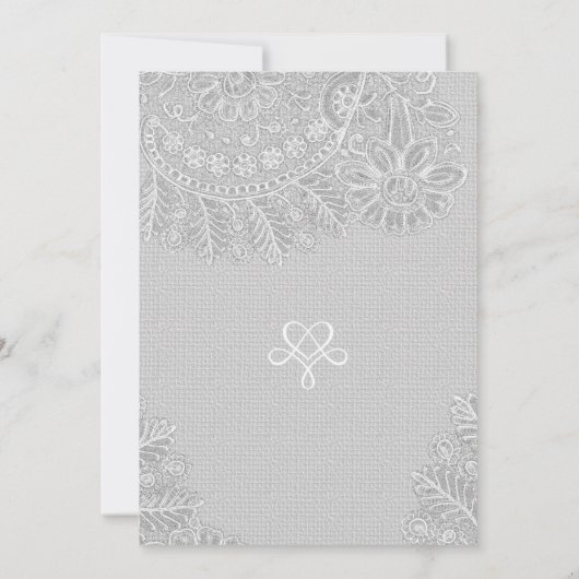 Rustic Grey Burlap Dentelle de mariage Invitations (Dos)