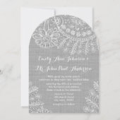 Rustic Grey Burlap Dentelle de mariage Invitations (Devant)