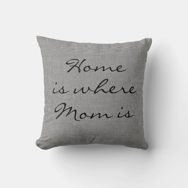 Rustic Grey Burlap Home is waar mama Pillow is Kussen (Voorkant)