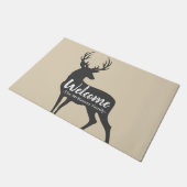 Rustic Grey Deer Silhouette & Family Name Welkom Deurmat (Schuin)