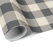 Rustic Grey en Beige Buffalo Check Cadeaupapier (Rol Hoek)
