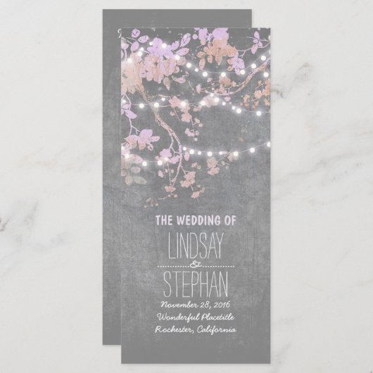 Rustic Grey et Pink Tree Branches Programme de mar (Devant / Derrière)