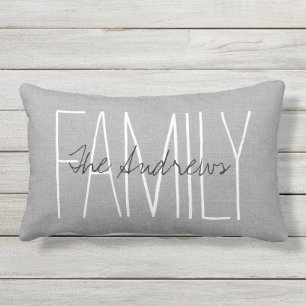 Rustic Grey Family Monogram Buitenkussen