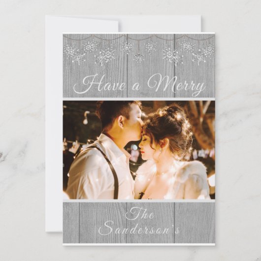 Rustic Grey heeft een prettige kerstfeestkaart Feestdagenkaart (Voorkant)