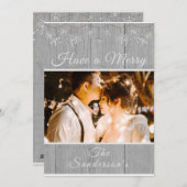 Rustic Grey heeft een prettige kerstfeestkaart Feestdagenkaart (Voorkant / Achterkant)