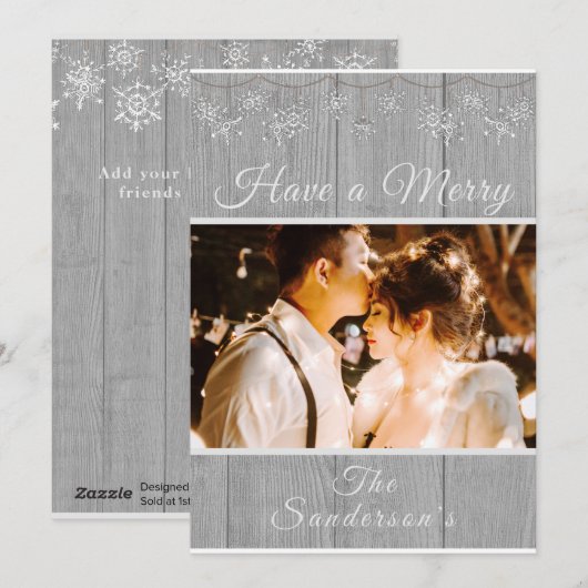 Rustic Grey heeft een prettige kerstfeestkaart Feestdagenkaart (Voorkant / Achterkant)