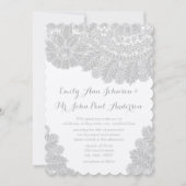 Rustic Grey Heirloom Dentelle Mariage Invitations (Devant)