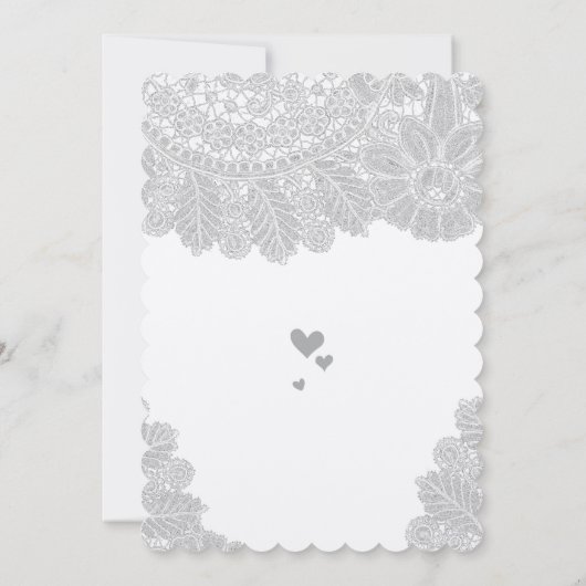 Rustic Grey Heirloom Dentelle Mariage Invitations (Dos)