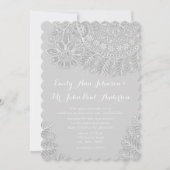 Rustic Grey Heirloom Dentelle Mariage Invitations (Devant)