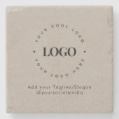 Rustic Grey Kraft Rustic Circle Custom Company Log Stenen Onderzetter (Voorkant)