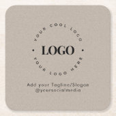 Rustic Grey Kraft Rustic Circle Custom Company Log Vierkante Kartonnen Onderzetter (Voorkant)