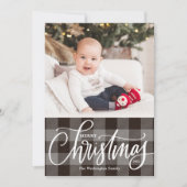 Rustic Grey Pset Merry-kerstfoto Feestdagenkaart (Voorkant)