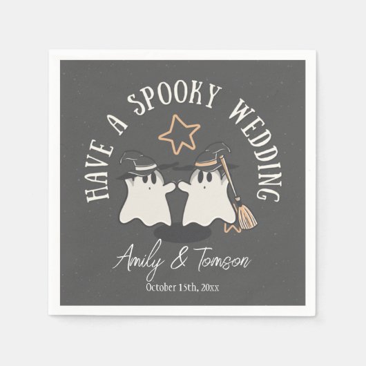 Rustic Grey Spooky Ghost Halloween Wedding Custom Servet (Voorkant)