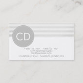 Rustic Grey Stripes Circle Monogram Visitekaartje (Achterkant)