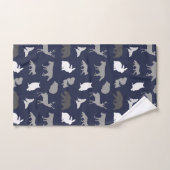 Rustic Grey Tones Woodland Creats & Navy Blue Bad Handdoek (Handdoek)