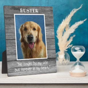 Rustic Grey Wood Dog Pet Memorial Foto Keepslag Fotoplaat