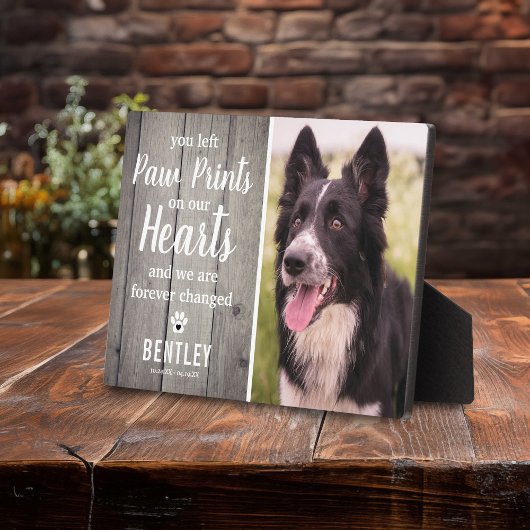 Rustic Grey Wood Pet Memorial | Foto Keepslag Fotoplaat