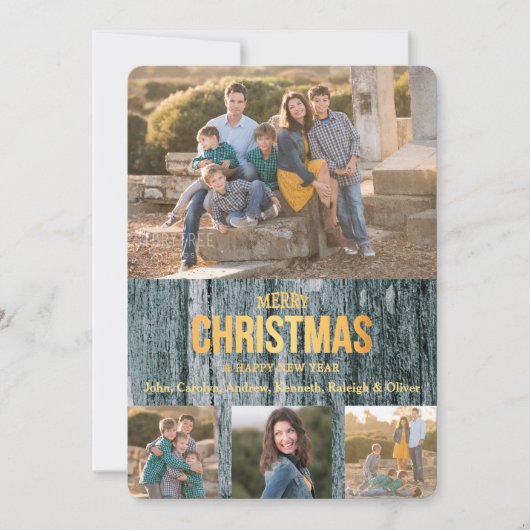 Rustic Grey Wood Quatre Modèles photo Noël (Devant)