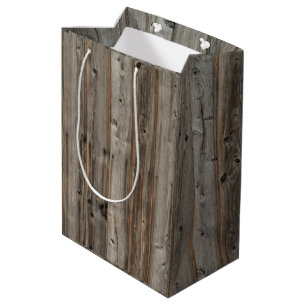 Rustic Grey Wood Tone Medium Gift Bag Medium Cadeauzakje