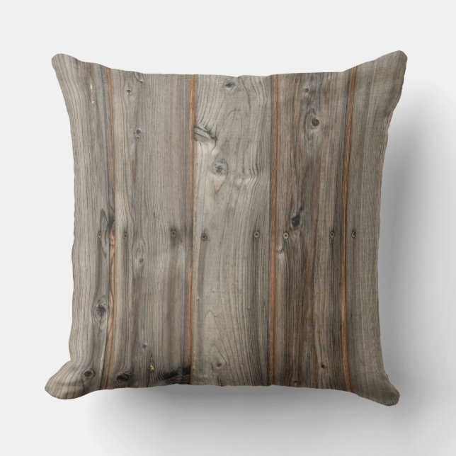 Rustic Grey Wood Tone Square Buitenkussen (Voorkant)