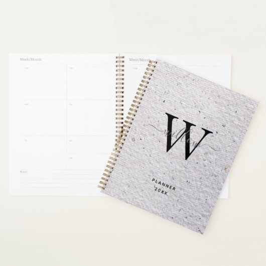 Rustic grijs Antiek  papieren monogram Planner (Display)