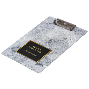 Rustic grijs marmer zwart goud monogrammen klembord
