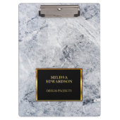 Rustic grijs marmer zwart goud monogrammen klembord (Voorkant)