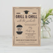 Rustic Grill & Chill Graduation BBQ Party Kaart (Staand voorkant)