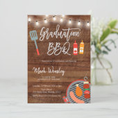 Rustic Grill en Chill Afstuderen BBQ Party Kaart (Staand voorkant)