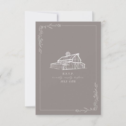 Rustic Gris de mariage Amethyst Gris RSVP (Devant)