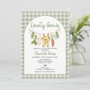 Rustic Groen Gingham Lokale Baby Shower Kaart