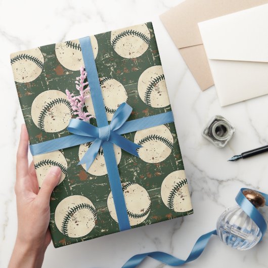Rustic Groen Honkbal Cadeaupapier (Geschenken)
