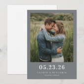 Rustic Groen Intieme Foto Save The Date (Voorkant / Achterkant)