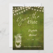 Rustic groene glazen pot Save the Date digitale af Kaart (Voorkant)