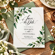 Rustic Groene Huwelijkskaart Save the Date