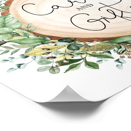 Rustic groene kaart cadeaus bruiloft bruids douche poster (Hoek)