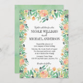 RUSTIC Groene waterverf roze pioen Bloemen BRUILOF Kaart (Voorkant / Achterkant)