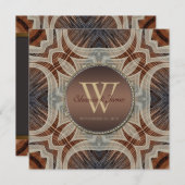 Rustic Grooves Monogram Wedding Kaart (Voorkant / Achterkant)