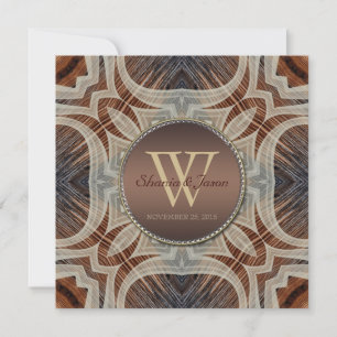 Rustic Grooves Monogram Wedding Kaart