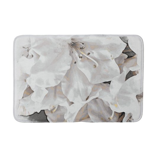 *~* Rustic Grunge Azalea Flowers White Neutral  Badmat (Voorkant)