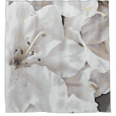 *~* Rustic Grunge Azalea Flowers White Neutral Douchegordijn (Voorkant)